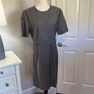 NWT Hugo Boss Chocolate Micro Check Damaten Sheath Dtess Sz 10